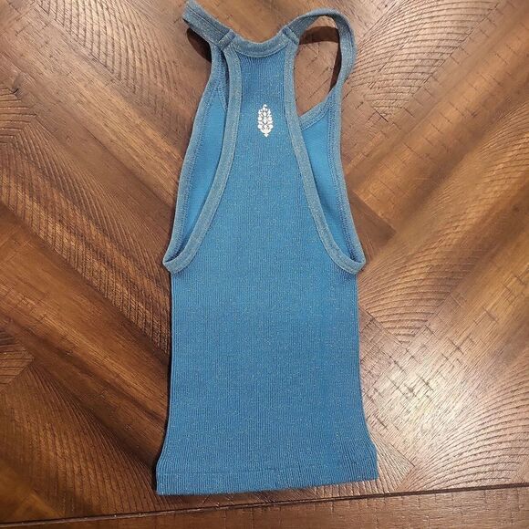 Free People Happiness Runs Tank in Lurex Blue XS/S - Picture 6 of 6